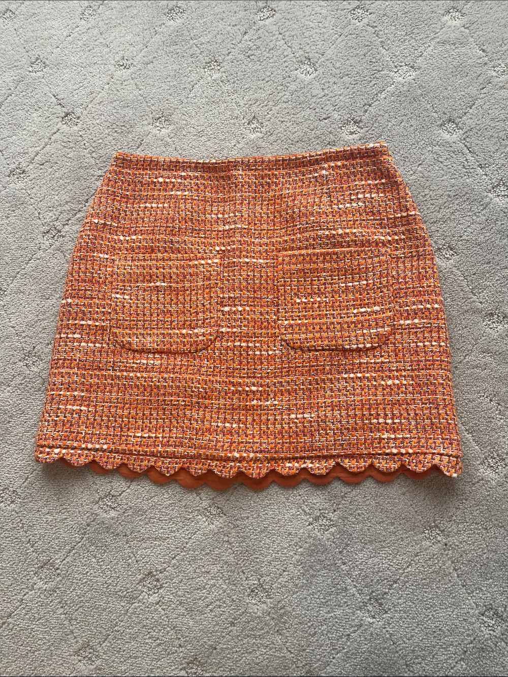 Maje orange Jimoda tweed mini skirt
